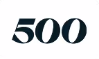 Black number 500 on a white background with rounded corners.